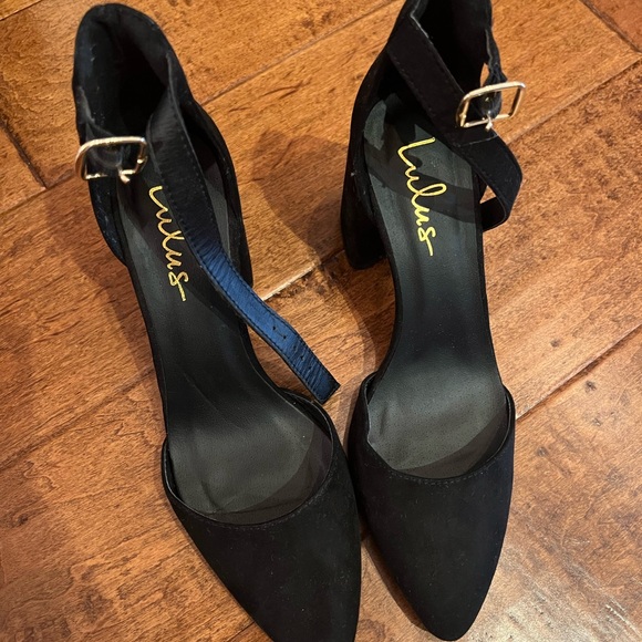 Lulus Ellarose Black Suede Ankle Strap Heels - Picture 4 of 8